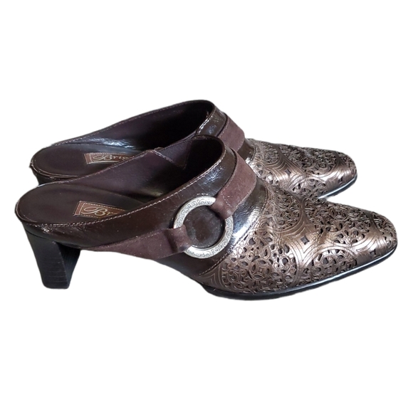 Brighton Shoes - Brighton Talent Brown Leather Mules Heels Shoes. Sz.7.5M.
